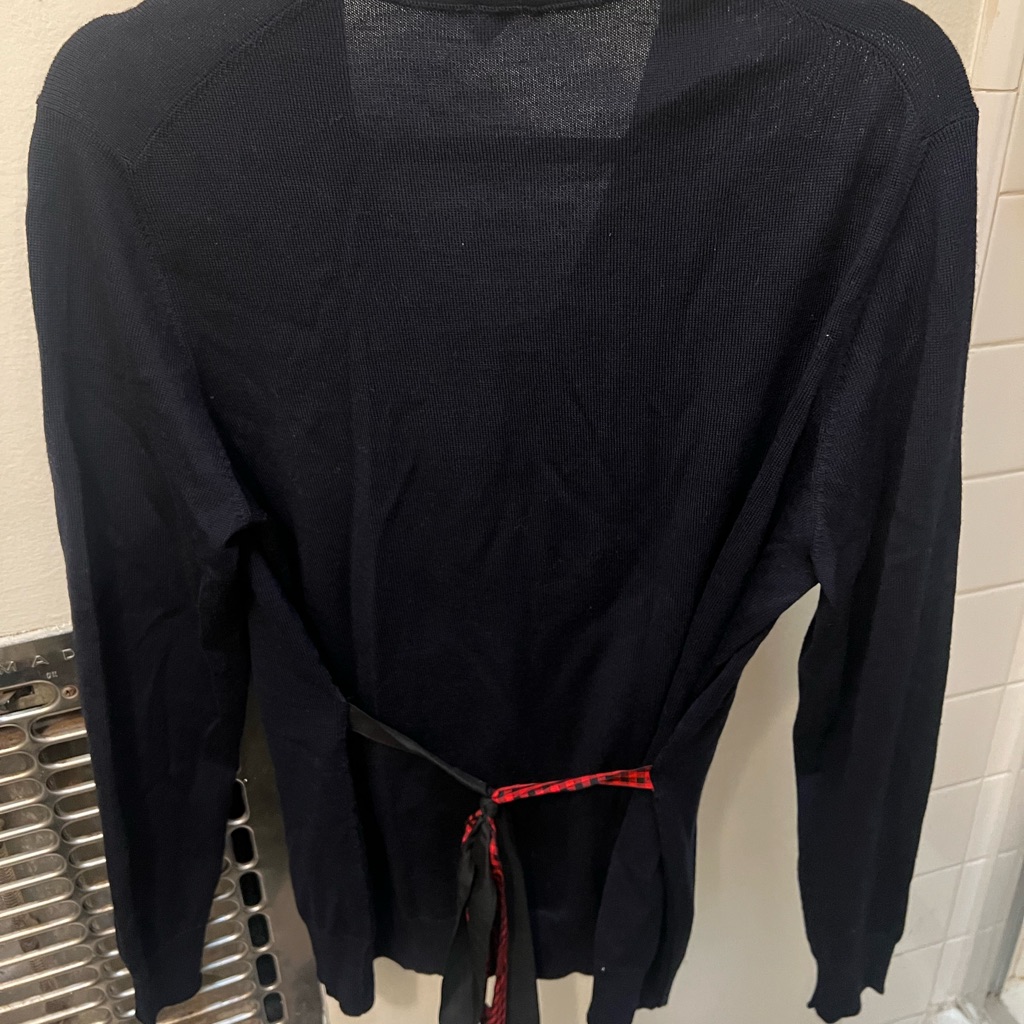 Miu Miu Navy Blue Cardigan With Tie In The Back